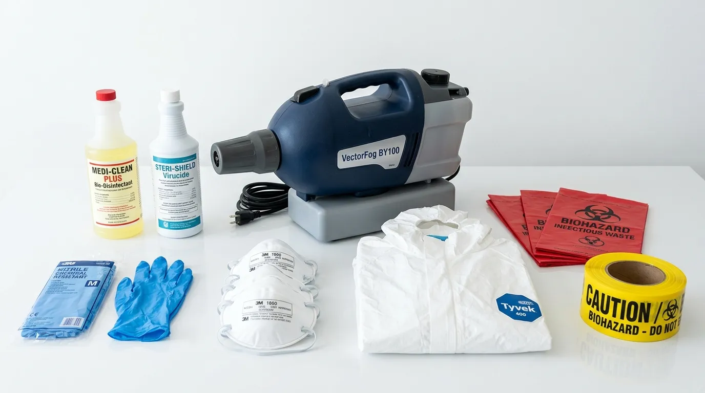 Professional biohazard remediation crew working in Newman