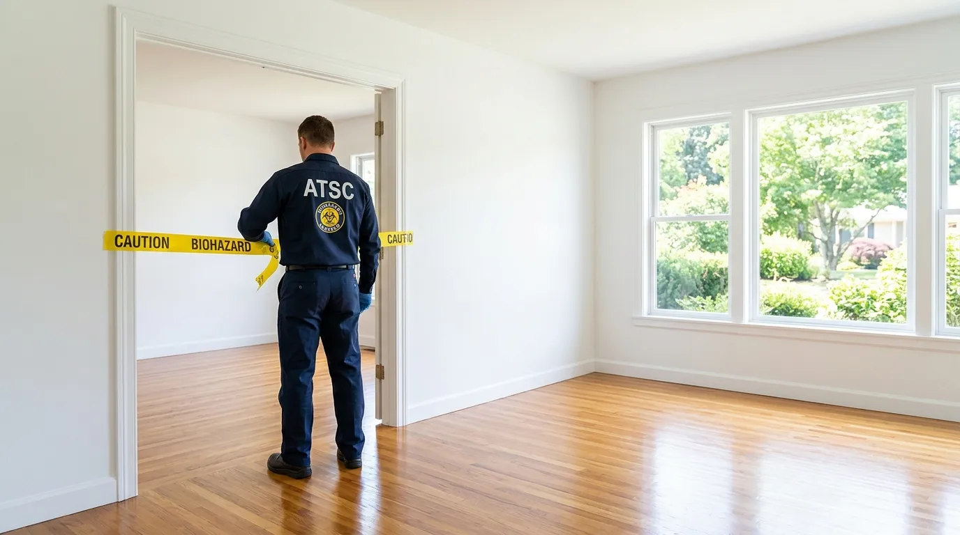 Certified biohazard cleanup crew performing Trauma Scene Cleanup in Newman